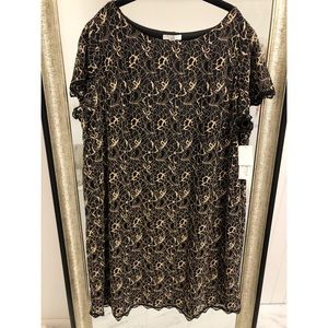 NWT Black and Gold Lace Dress